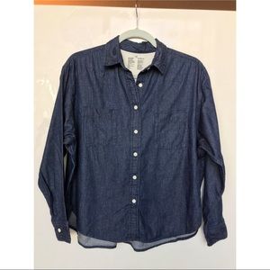 MUJI Denim Blue Button Down Blouse XS